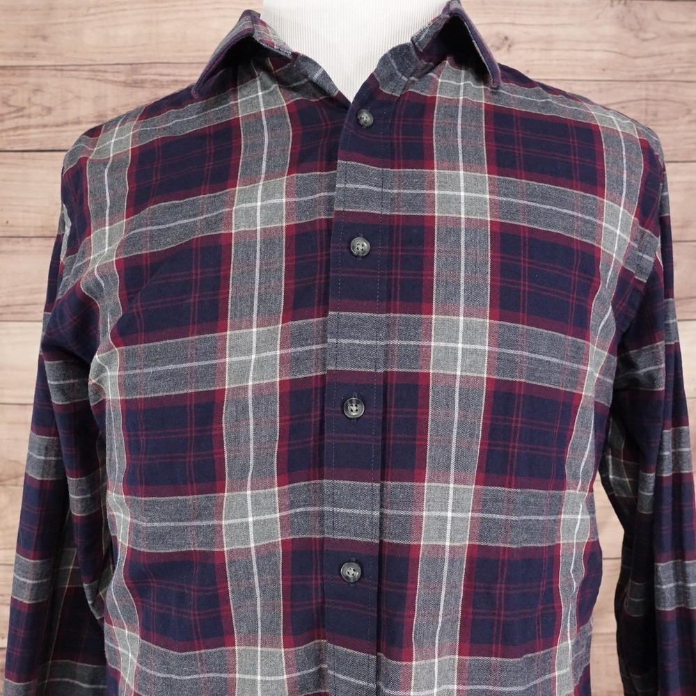 UNTUCKit Shirt Mens XL Navy Gray Red Plaid Button Down Long Sleeve Slim Fit